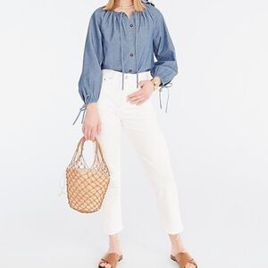 J crew high rise 90s classic straight jeans white